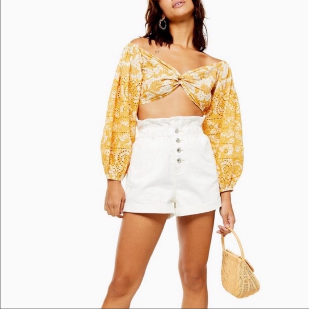 TOPSHOP — White Paperbag Shorts